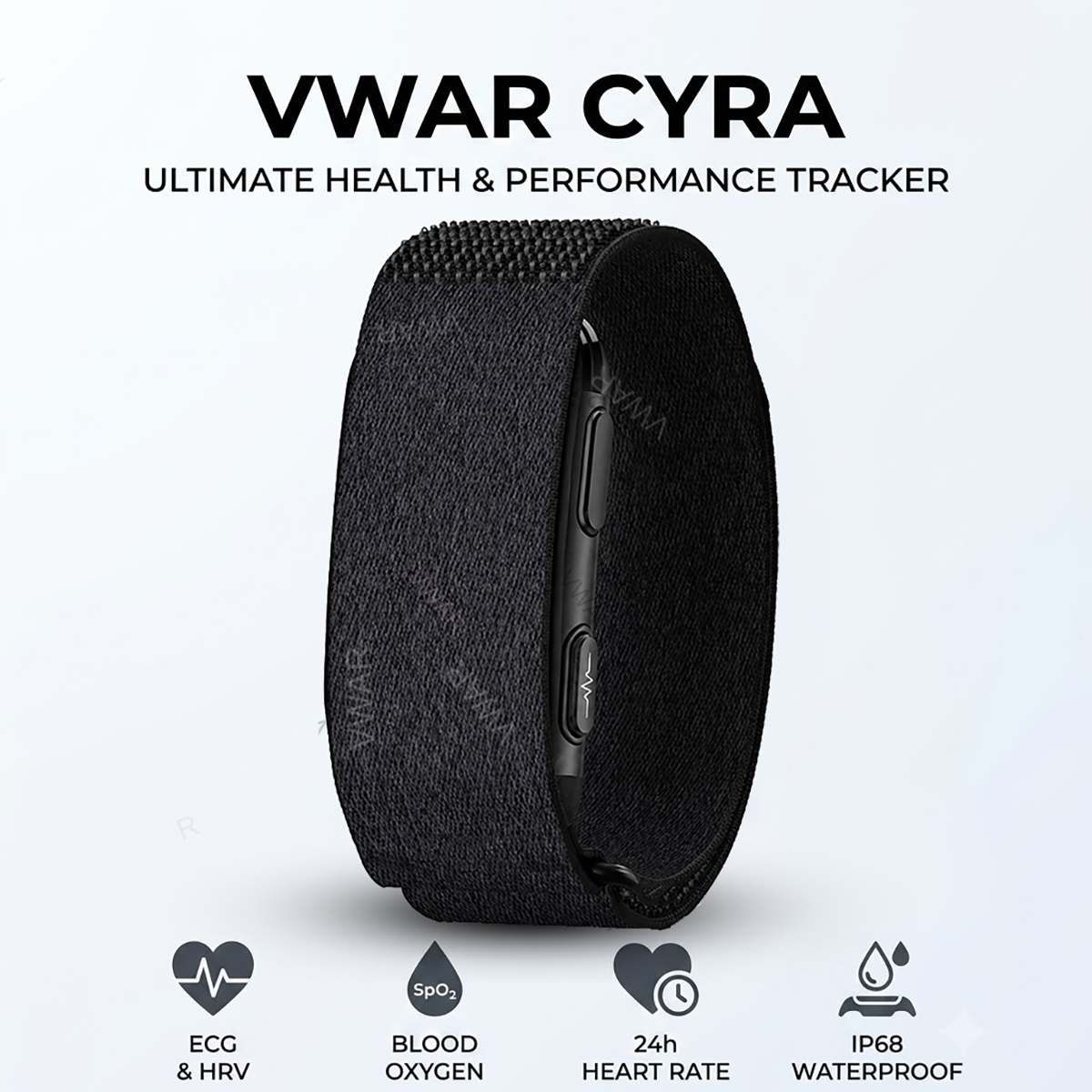 Korean Health Lifestyle - VWAR CYRA สายรัดข้อมืออัจฉริยะไร้หน้าจอสำหรับติดตามสุขภาพ ECG+HRV วัดอัตราการเต้นของหัวใจ กันน้ำ